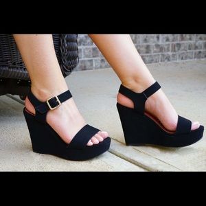 Black Suede Wedge